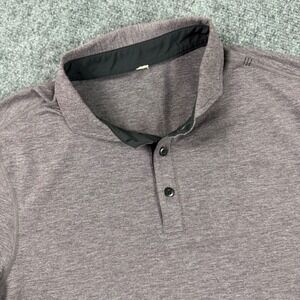 Lululemon Shirt Medium Heathered Purple Evolution Short Sleeve Button Closer Men